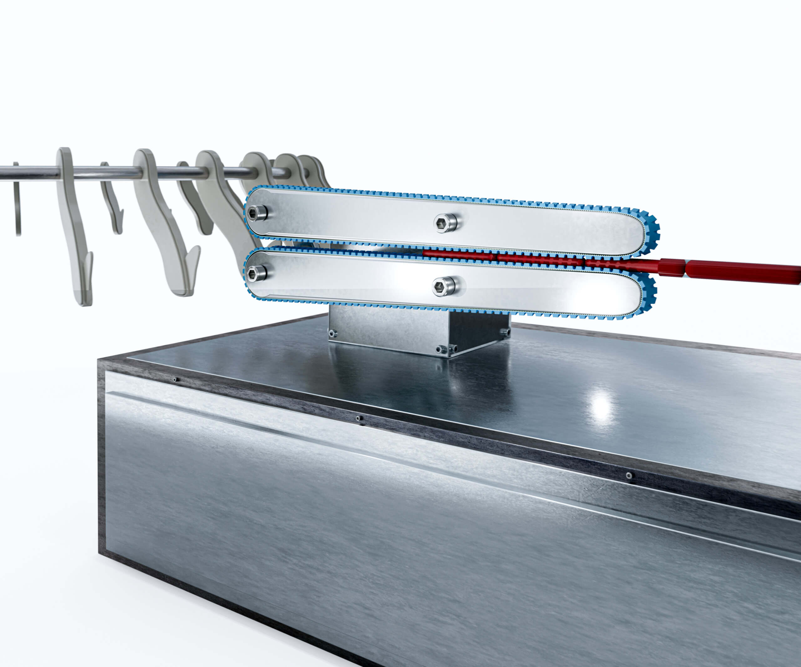 Machine with Esband Sausage Belt in blue on it