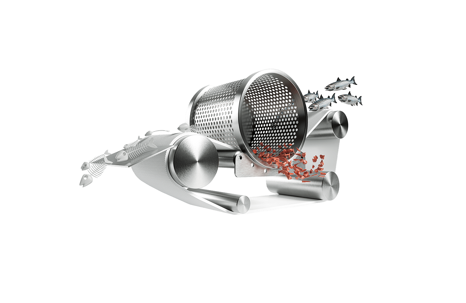 Machine with Esband Squeeze belt on it showing the processing of fish