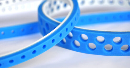 Esband endless belt made with silicone coating in blue with holes